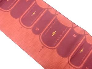 変わり横段に花唐草模様織出し袋帯